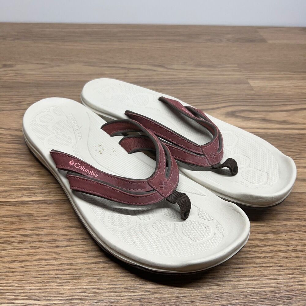 Columbia Techlite Omnigrip Flip Flop Sandals Women's Size 11M Red Straps